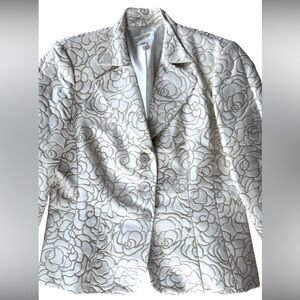 Talbots Women’s Ivory Gold Floral Brocade Silk Blend Blazer Jacket Size 10